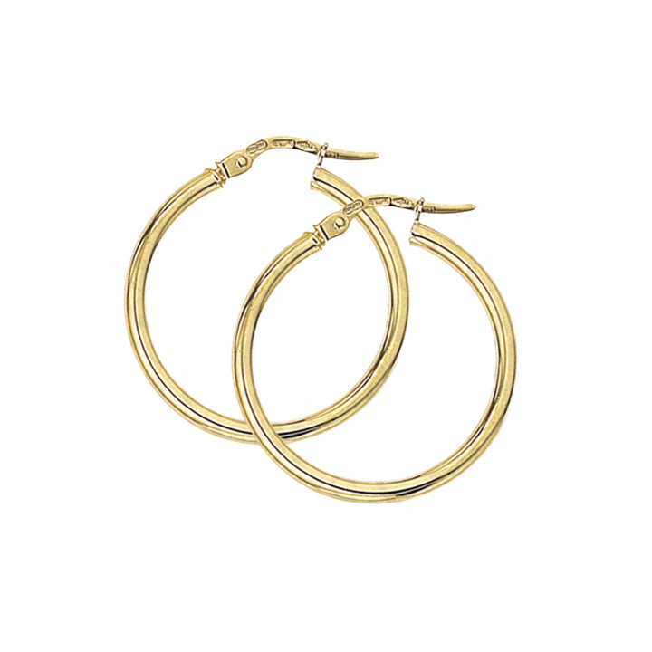 Plain 18ct Yellow Gold 20mm Hoop Earrings