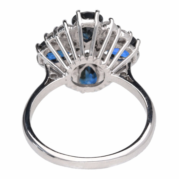Pre-Owned Sapphire and Diamond 18ct White Gold Petal Cluster Ring - Michael Jones Jeweller