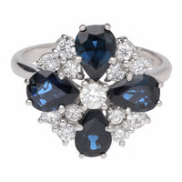 Pre-Owned Sapphire and Diamond 18ct White Gold Petal Cluster Ring - Michael Jones Jeweller