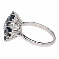 Pre-Owned Sapphire and Diamond 18ct White Gold Petal Cluster Ring - Michael Jones Jeweller