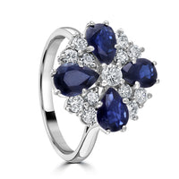 Pre-Owned Sapphire and Diamond 18ct White Gold Petal Cluster Ring - Michael Jones Jeweller