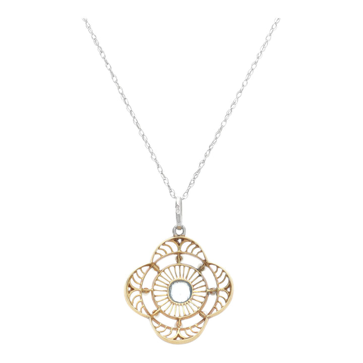 Pre-Owned Aquamarine, Pearl and Diamond Necklace