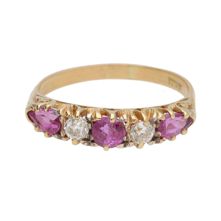 Pre-Owned Pink Sapphire and Diamond 18ct Yellow Gold Ring