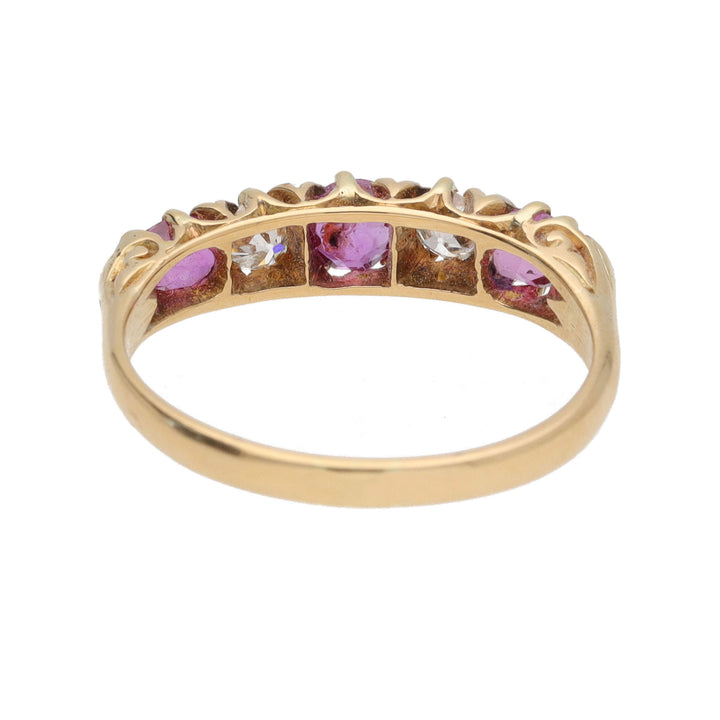 Pre-Owned Pink Sapphire and Diamond 18ct Yellow Gold Ring