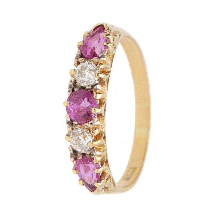 Pre-Owned Pink Sapphire and Diamond 18ct Yellow Gold Ring
