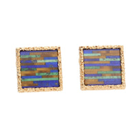 Pre-Owned Lapis and Tigers Eye 18ct Yellow Gold Cufflinks