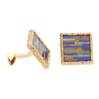 Pre-Owned Lapis and Tigers Eye 18ct Yellow Gold Cufflinks