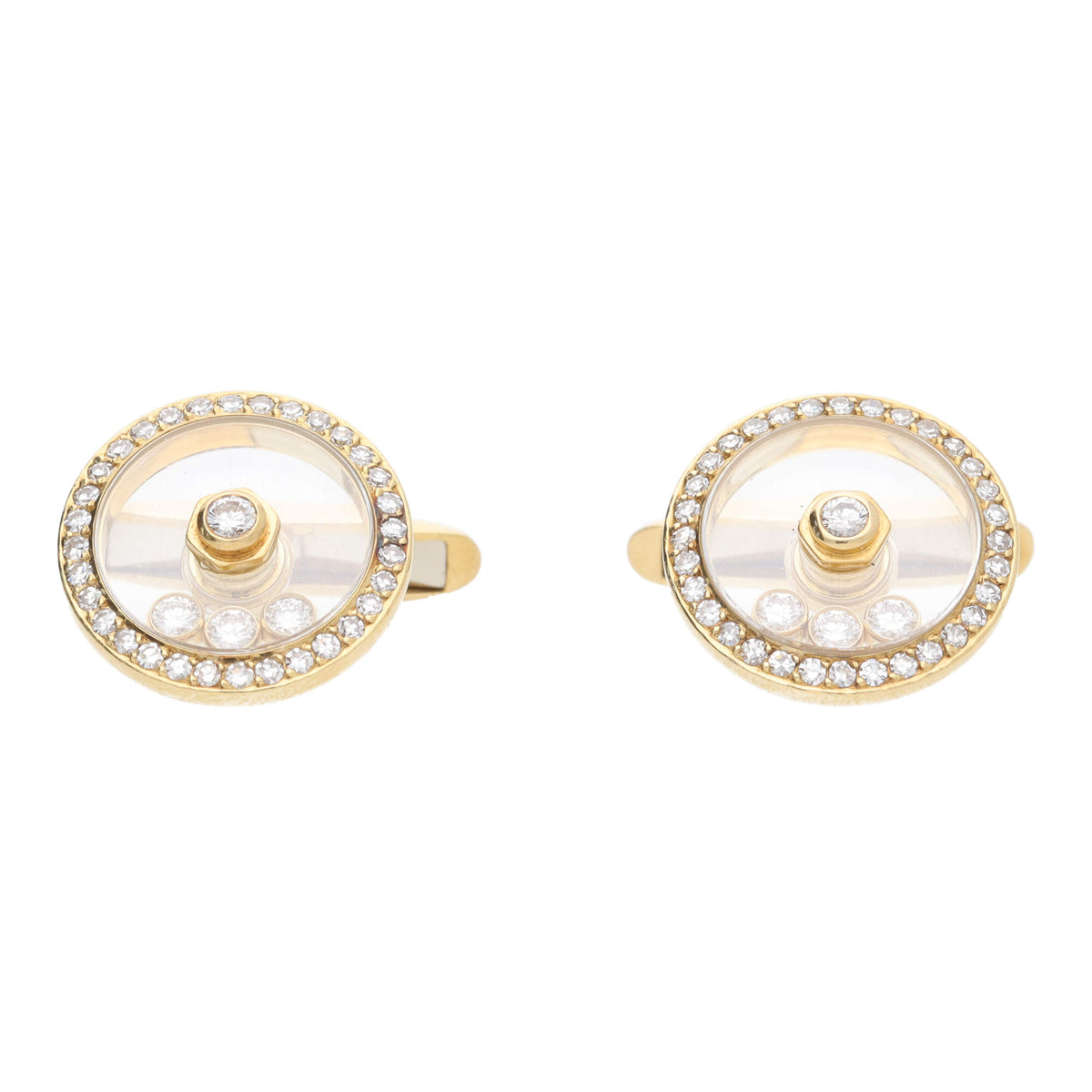 Pre-Owned Floating Diamond 18ct Yellow Gold Cufflinks - Michael Jones Jeweller