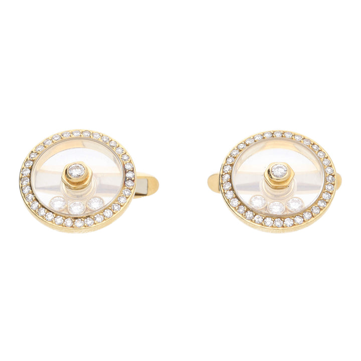 Pre-Owned Floating Diamond 18ct Yellow Gold Cufflinks