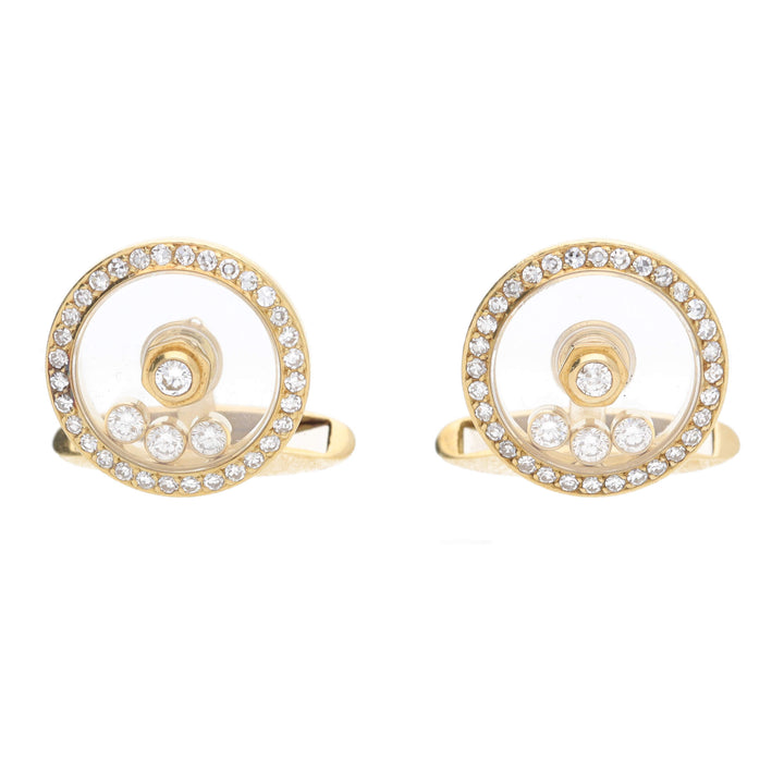 Pre-Owned Floating Diamond 18ct Yellow Gold Cufflinks