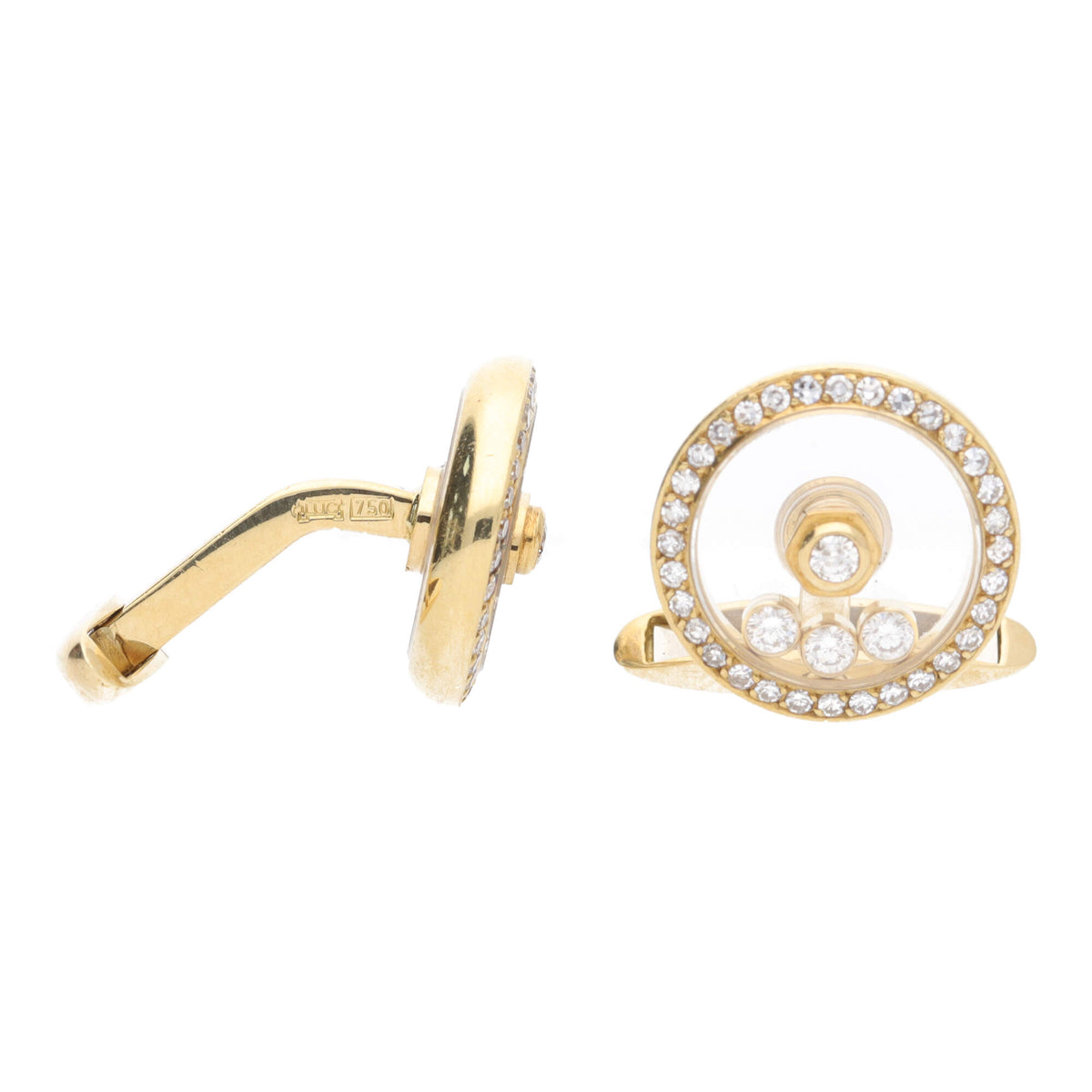 Pre-Owned Floating Diamond 18ct Yellow Gold Cufflinks - Michael Jones Jeweller