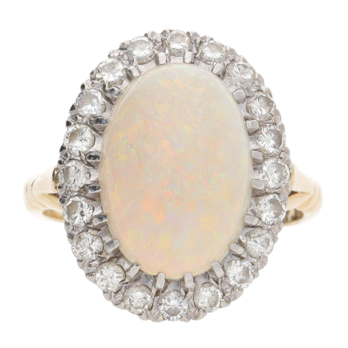 Pre-Owned Opal and Diamond 18ct Yellow Gold Cluster Ring - Michael Jones Jeweller