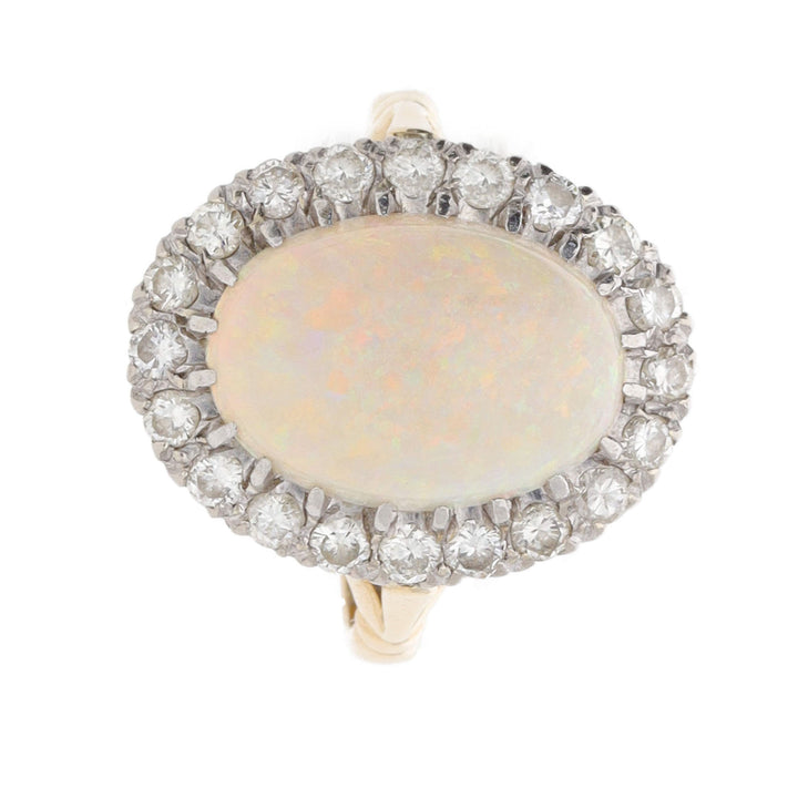 Pre-Owned Opal and Diamond 18ct Yellow Gold Cluster Ring