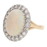 Pre-Owned Opal and Diamond 18ct Yellow Gold Cluster Ring