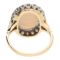 Pre-Owned Opal and Diamond 18ct Yellow Gold Cluster Ring