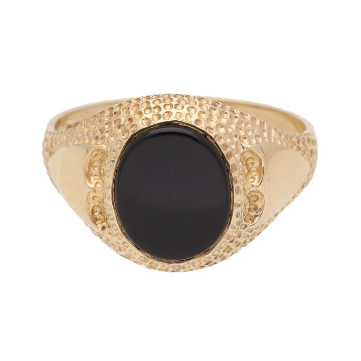 Pre-Owned Onyx 9ct Yellow Gold Signet Ring