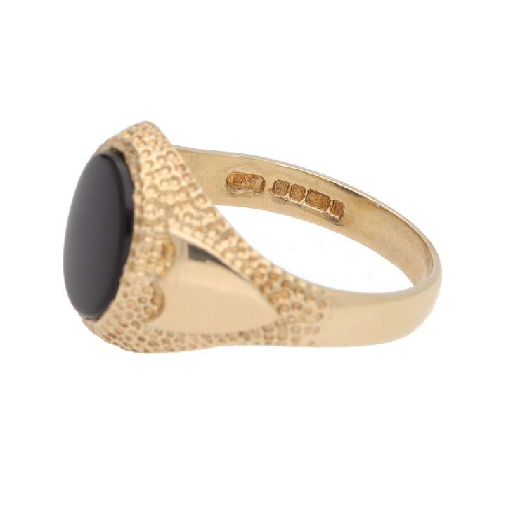 Pre-Owned Onyx 9ct Yellow Gold Signet Ring