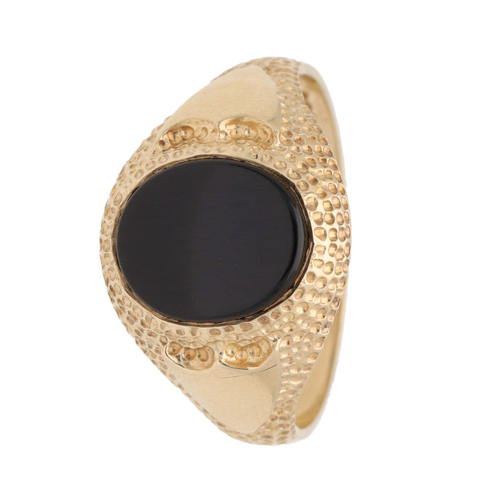 Pre-Owned Onyx 9ct Yellow Gold Signet Ring