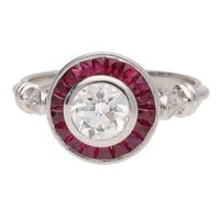 Pre-Owned Ruby and Diamond 18ct White Gold Reverse Cluster Ring