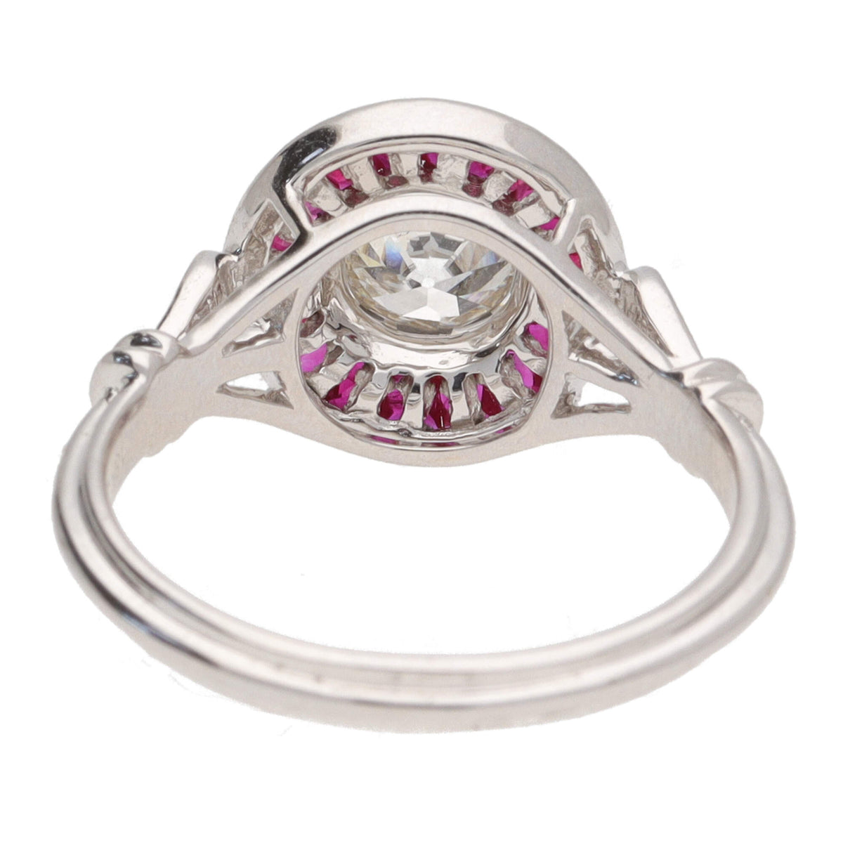 Pre-Owned Ruby and Diamond 18ct White Gold Reverse Cluster Ring - Michael Jones Jeweller
