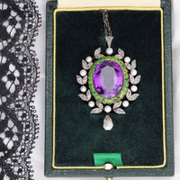 Pre-Owned Amethyst, Demantoid Garnet, Diamond and Seed Pearl Pendant