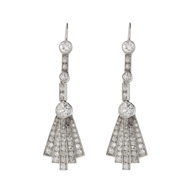 Pre-Owned Art Deco Diamond 1.80ct Drop Earrings