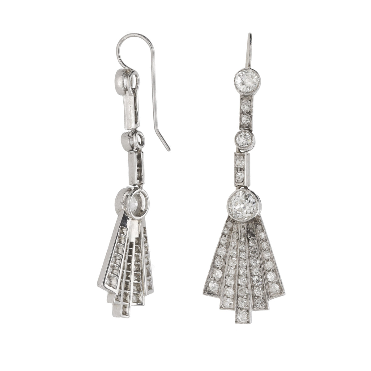 Pre-Owned Art Deco Diamond 1.80ct Drop Earrings - Michael Jones Jeweller