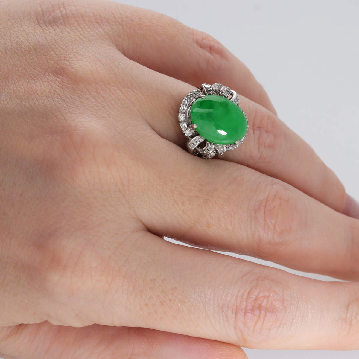 Pre-Owned Jadeite and Diamond Ring - Michael Jones Jeweller