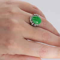 Pre-Owned Jadeite and Diamond Ring