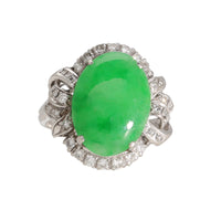 Pre-Owned Jadeite and Diamond Ring