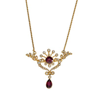 Pre-Owned Rhodolite Garnet and Seed Pearl Brooch Pendant