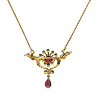 Pre-Owned Rhodolite Garnet and Seed Pearl Brooch Pendant