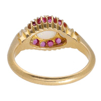 Pre-Owned Opal and Ruby 18ct Yellow Gold Three Stone Ring - Michael Jones Jeweller