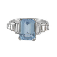 Pre-Owned Aquamarine and Diamond Cocktail Ring