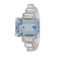 Pre-Owned Aquamarine and Diamond Cocktail Ring