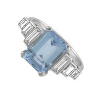 Pre-Owned Aquamarine and Diamond Cocktail Ring
