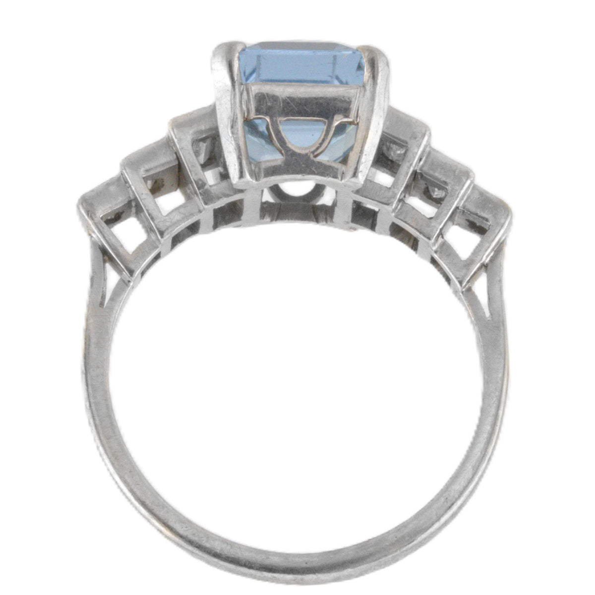 Pre-Owned Aquamarine and Diamond Cocktail Ring