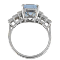 Pre-Owned Aquamarine and Diamond Cocktail Ring