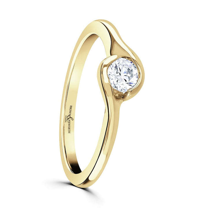 Brown & Newirth 0.37ct Diamond Sunset 18ct Yellow Gold Solitaire Ring