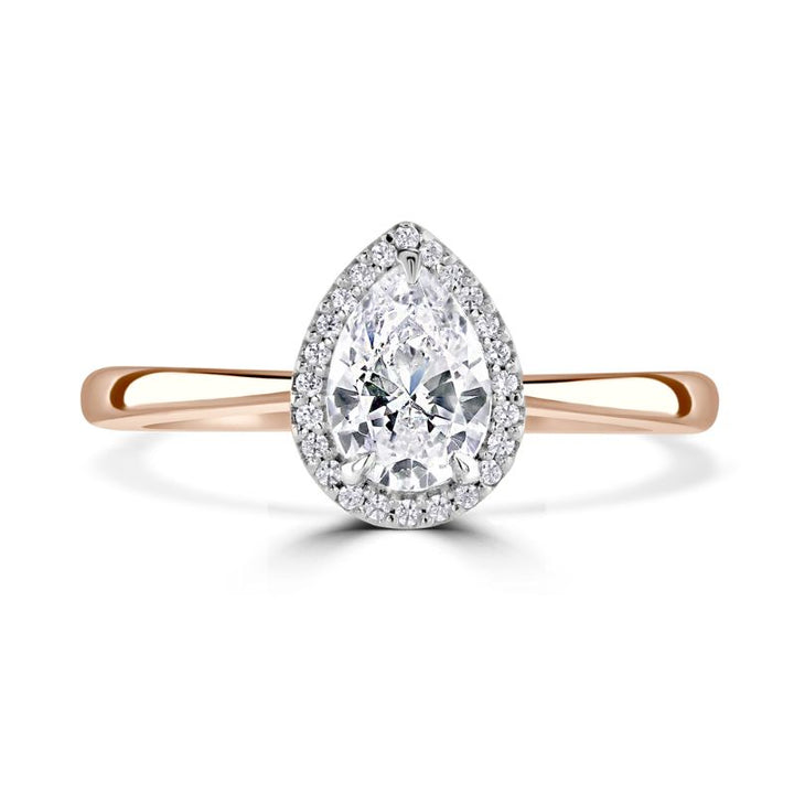 Brown & Newirth 0.36ct Pear Cut Diamond Platinum And 9ct Rose Gold Carina Cluster Ring