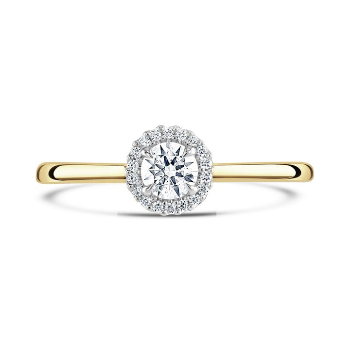 Brown & Newirth 0.32ct Oval Diamond Platinum And 9ct Yellow Gold Carina Cluster Ring