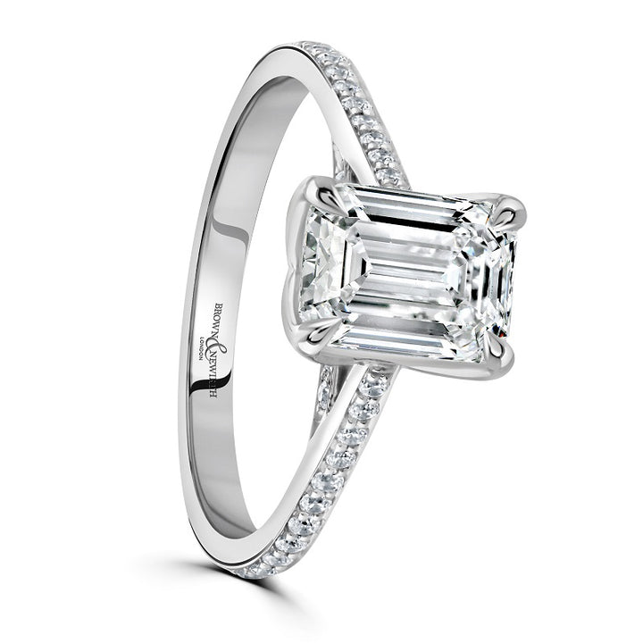 Brown & Newirth Created 2.30ct Laboratory Grown Diamond Emerald Cut Bloom Platinum Ring