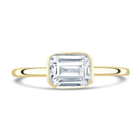 Brown & Newirth Created 1.09ct Laboratory Grown Diamond Emerald Cut 18ct Yellow Gold Silhouette Ring