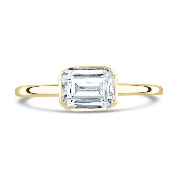 Brown & Newirth Created 1.09ct Laboratory Grown Diamond Emerald Cut 18ct Yellow Gold Silhouette Ring - Michael Jones Jeweller