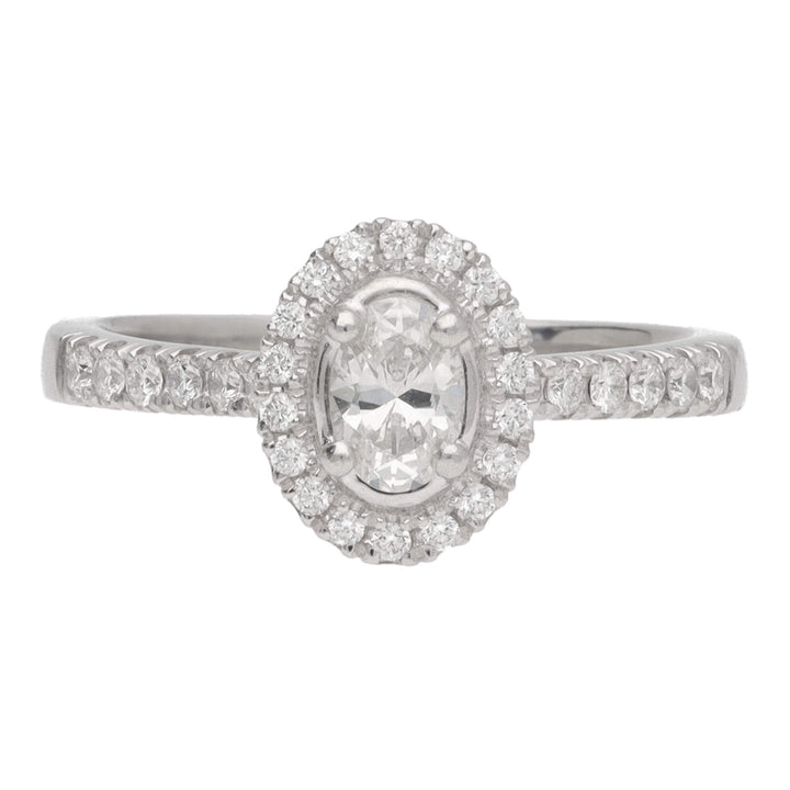 Pre-Owned Diamond Platinum Oval Cluster Ring