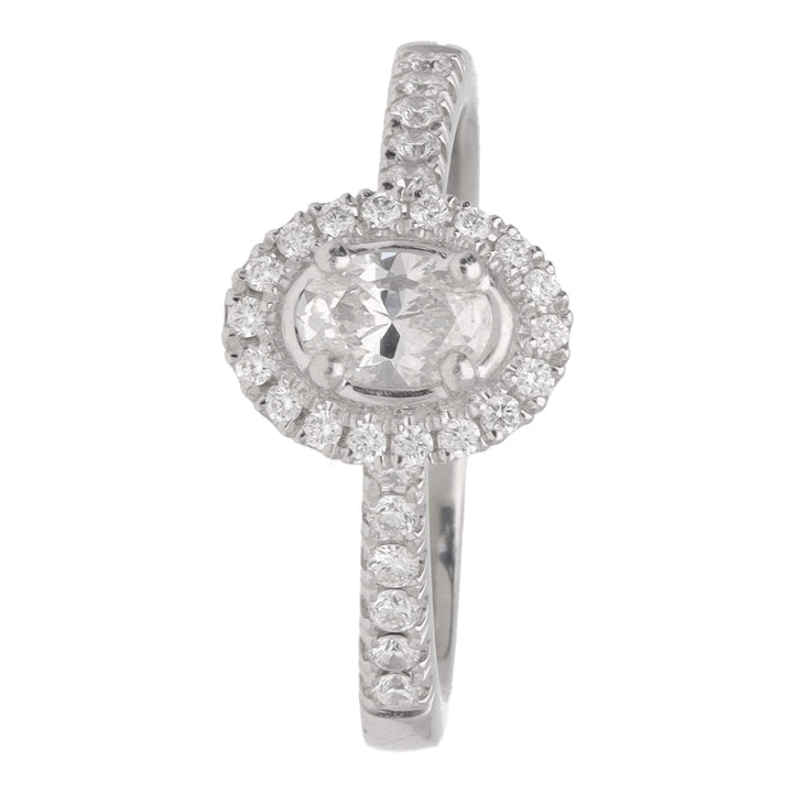 Pre-Owned Diamond Platinum Oval Cluster Ring