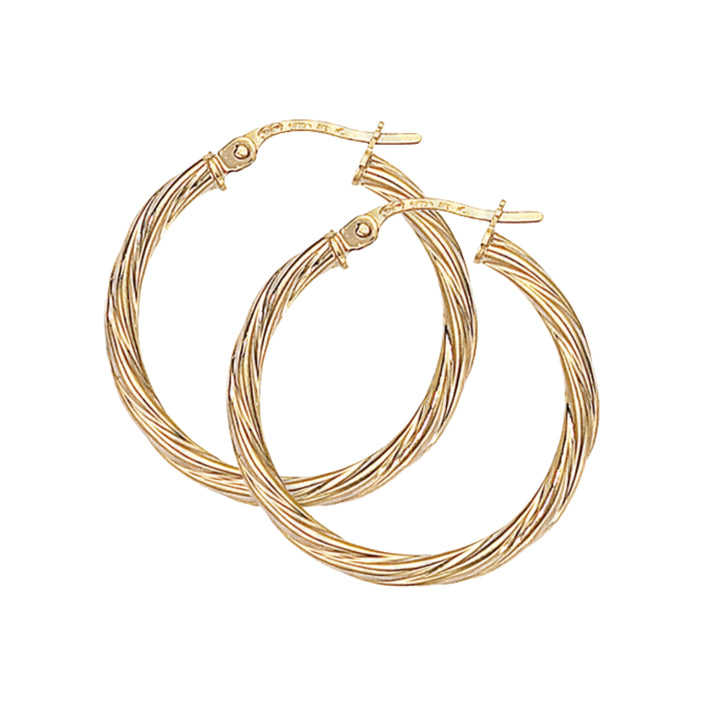 Twisted 9ct Yellow Gold 20mm Hoop Earrings