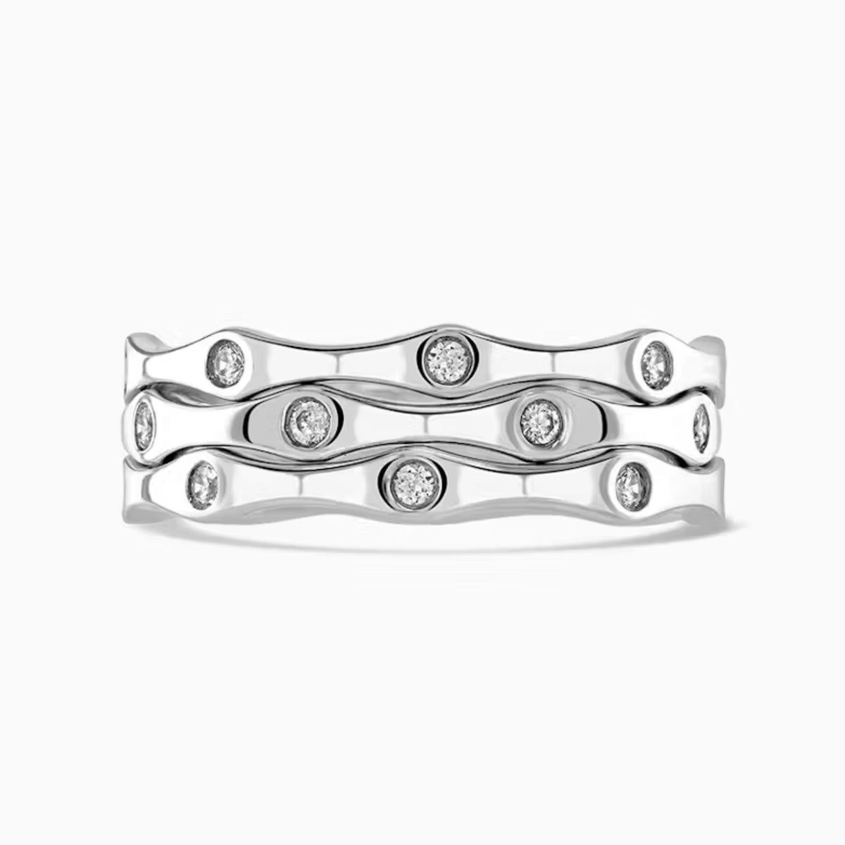 Agnes 9ct White Gold Diamond Wedding Ring Trio by Brown & Newirth - Michael Jones Jeweller