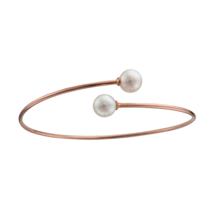 Cultured 8mm Pearl 9ct Rose Gold Wrap Bangle