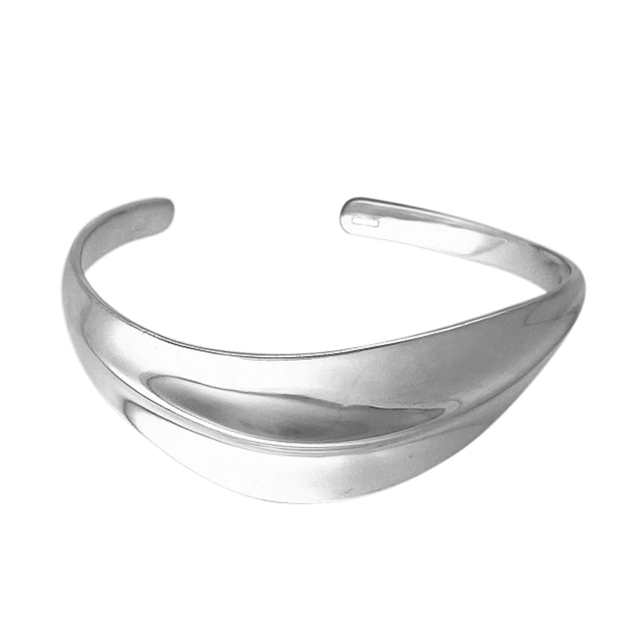 Petal Shaped Silver Bangle - Michael Jones Jeweller